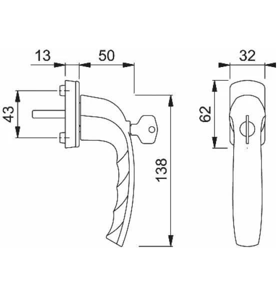 HOPPE Fenstergriff NY 0810S/U10 Alu.F1/naturf.32mm Abschl. 4 HOPPE Fenstergriff NY 0810S/U10 Alu.F1/naturf.32mm Abschl. – Bild 2