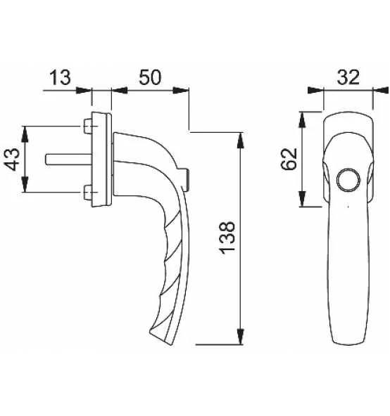 HOPPE Fenstergriff NY 0810SV/U10 Alu.F9/stahlfarbig 35mm Selbstsperrend 4 HOPPE Fenstergriff NY 0810SV/U10 Alu.F9/stahlfarbig 35mm Selbstsperrend – Bild 2