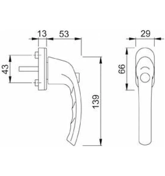 Hoppe DK-Fenstergriff, Mit Druckk., VK7, ALU, 0710SV/U26, Tôkyô, Mit VKstift, Verd.verschr., F1 4 Hoppe DK-Fenstergriff, Mit Druckk., VK7, ALU, 0710SV/U26, Tôkyô, Mit VKstift, Verd.verschr., F1 – Bild 2