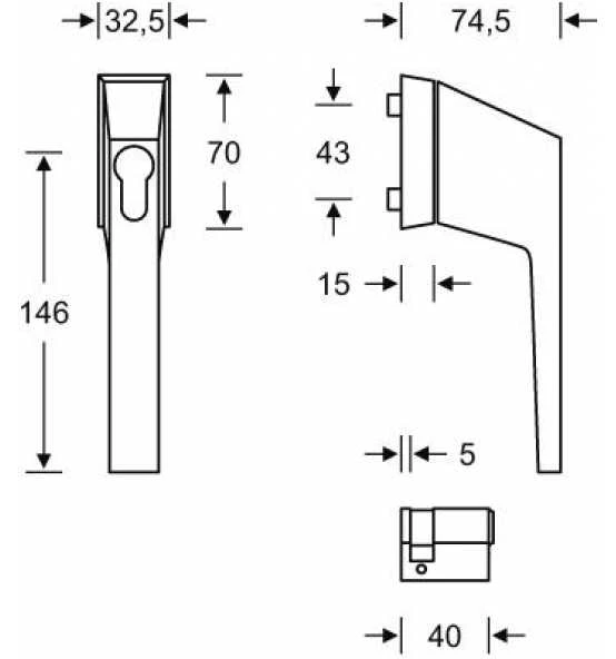 FSB DK-Fenstergriff, AbSchlüssel, F. Halbzyl., VK7, DL-R, ALU, Mod. 3495, Elox. F1 4 FSB DK-Fenstergriff, AbSchlüssel, F. Halbzyl., VK7, DL-R, ALU, Mod. 3495, Elox. F1 – Bild 2