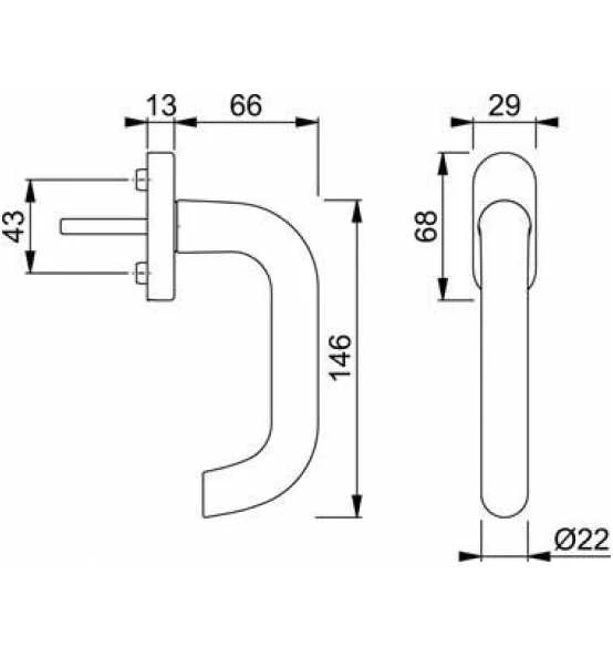 Hoppe Fenstergriff 038F/U30 F1 N10A 7/037 4 Hoppe Fenstergriff 038F/U30 F1 N10A 7/037 – Bild 2