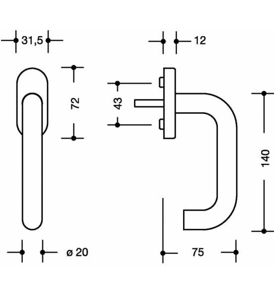 Fenstergriff 111XAFG VA Ma Geschl.30mm Stand.HEWI 4 Fenstergriff 111XAFG VA Ma Geschl.30mm Stand.HEWI – Bild 2