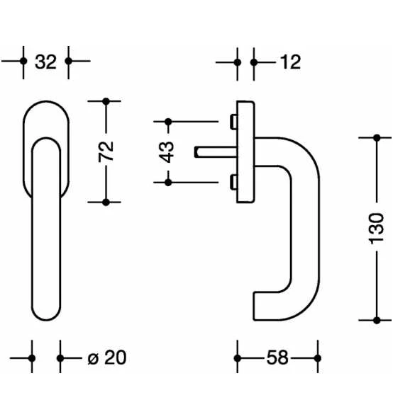 HEWI Fenstergriff 111PBFG PA 98 Signalweiß 40mm Stand. 4 HEWI Fenstergriff 111PBFG PA 98 Signalweiß 40mm Stand. – Bild 2