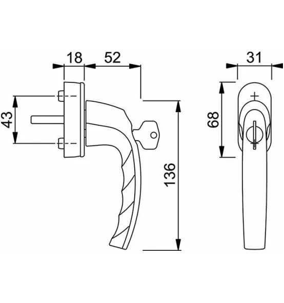 Hoppe Fenstergriff 0530S/US952 100NMF4 NA8506 5 7/032-042 4 Hoppe Fenstergriff 0530S/US952 100NMF4 NA8506 5 7/032-042 – Bild 2